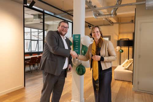 Ralph Geers (Wethouder 's Hertogenbosch) en Ingrid Faber (CEO Faber Group) openen kantoor Faber LABS in 's Hertogenbosch